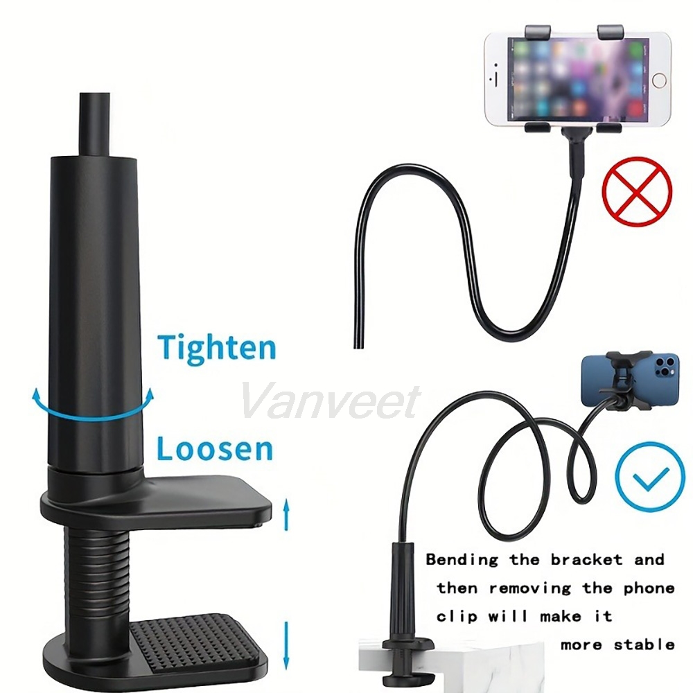 Mobile Pedestal Cabinet - 360 ° 携帯電話ホルダースタンドクリップ柔軟なレイジーベッドデスクトップブラケットスマートフォンデスクベッドマウントスタンドベースサポートポータブル