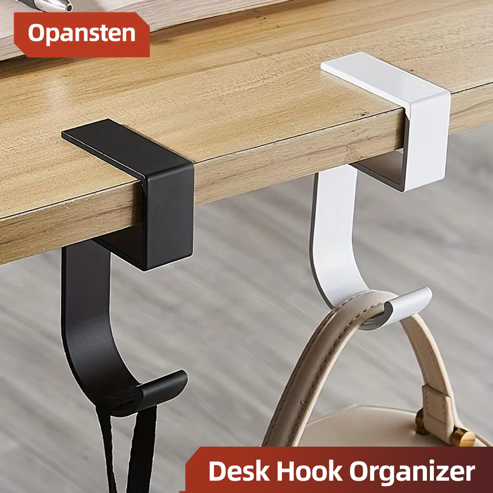 Office Furniture Brand - アルミ製デスクフックオーガナイザー 滑り止めデザイン スタイリッシュな黒と白 オフィスや学生のデスク整理用 バッグ収納ユーティリティフック