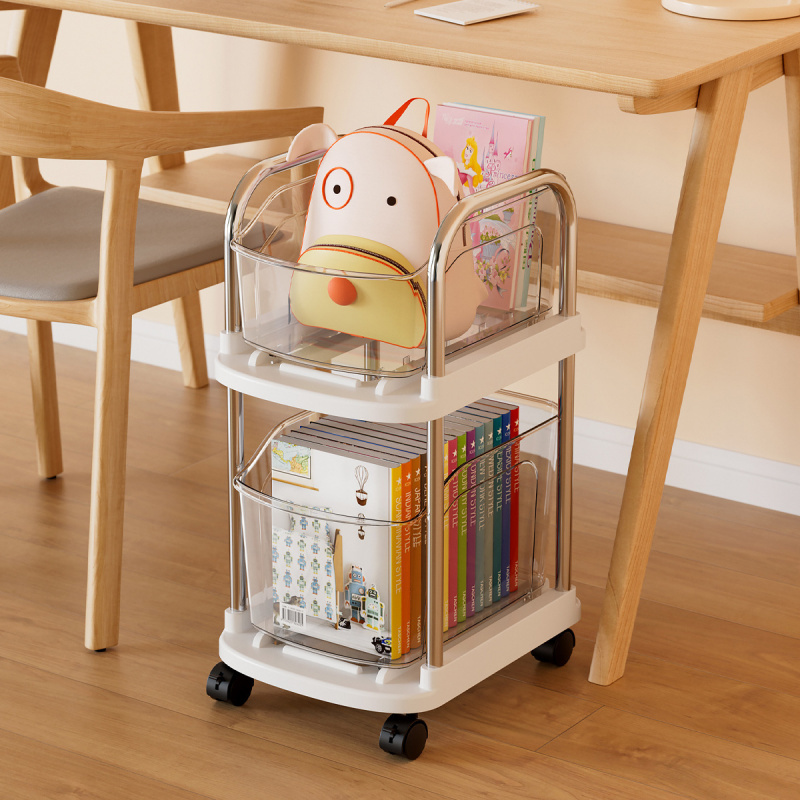 Book Cart Rolling - ローリング収納カート プラスチック製モバイルオーガナイザー デスク下ブックバッグ収納ラック 子供用学習室ユーティリティ収納棚トロリー
