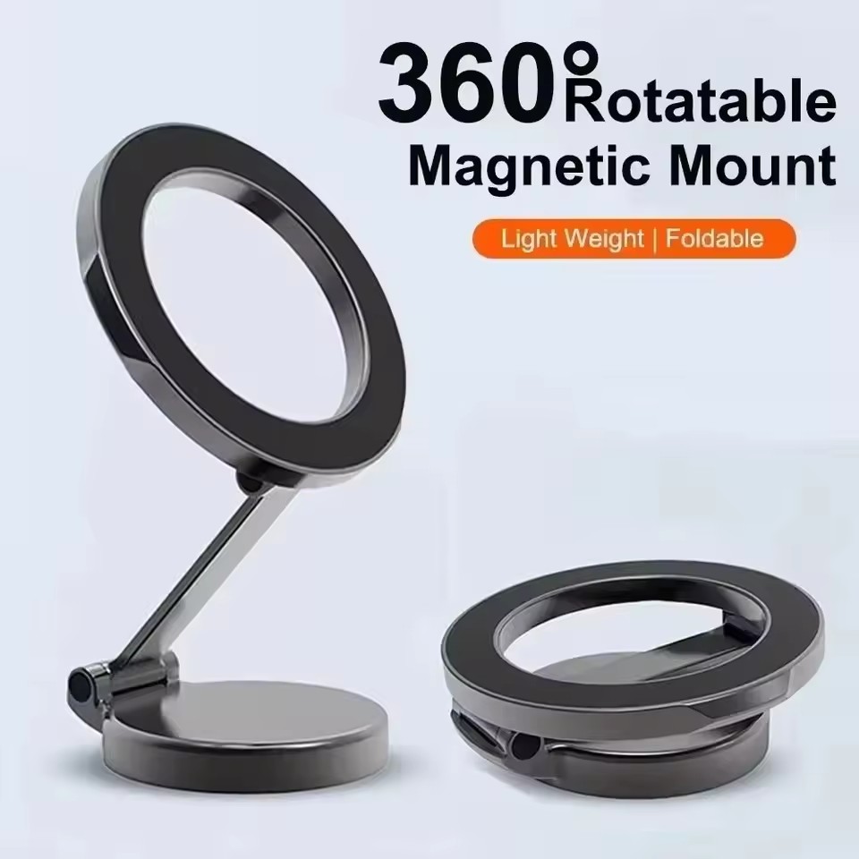 Mobile Pedestal Cabinet - マグセーフ対応360度回転折りたたみ式マグネット式車載携帯電話ホルダー ° iPhone 17、Huawei、Xiaomi対応 車載用調整可能マグネット式マウントスタンド