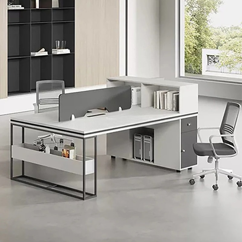 Office Furniture Set - オフィススタッフ用ワークデスク＆チェアセット、モダンな収納付きコンピューターデスク、スクリーン付きホーム家具、回転式チェア、テーブルセット