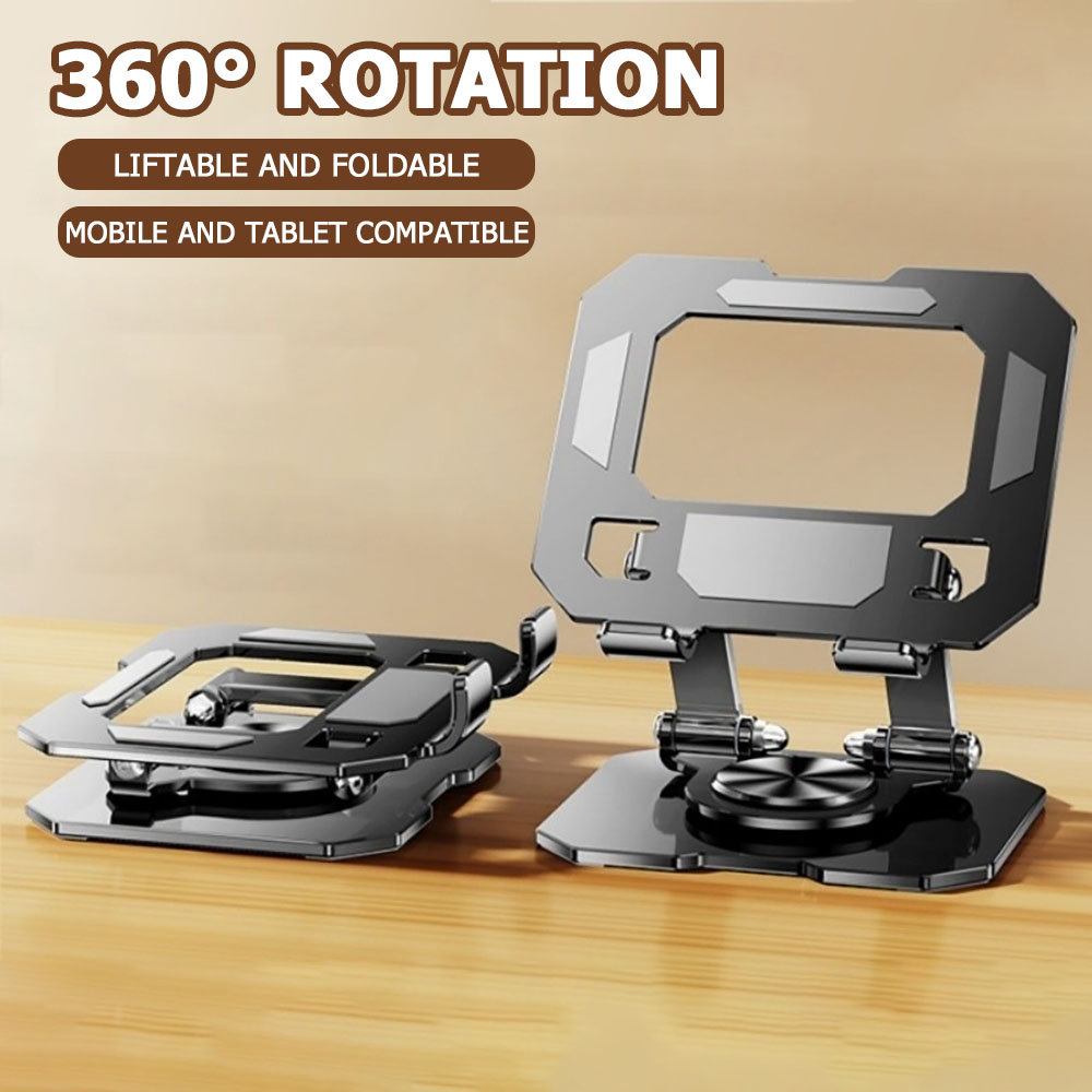 Office Furniture Brand - 360度回転タブレット電話スタンド調節可能なデスクホルダー折りたたみ式昇降式デスクトップキックスタンド滑り止め大型スクリーンタブレット対応