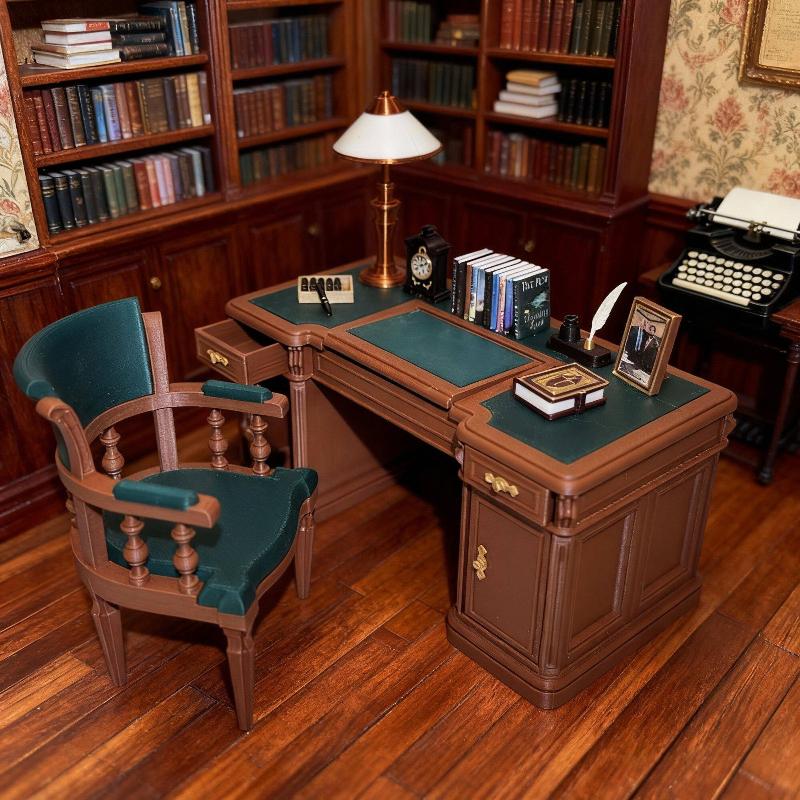 1:12 スケールドールハウスミニヴィンテージオフィスデスク - Office Furniture Set のレビューと価格