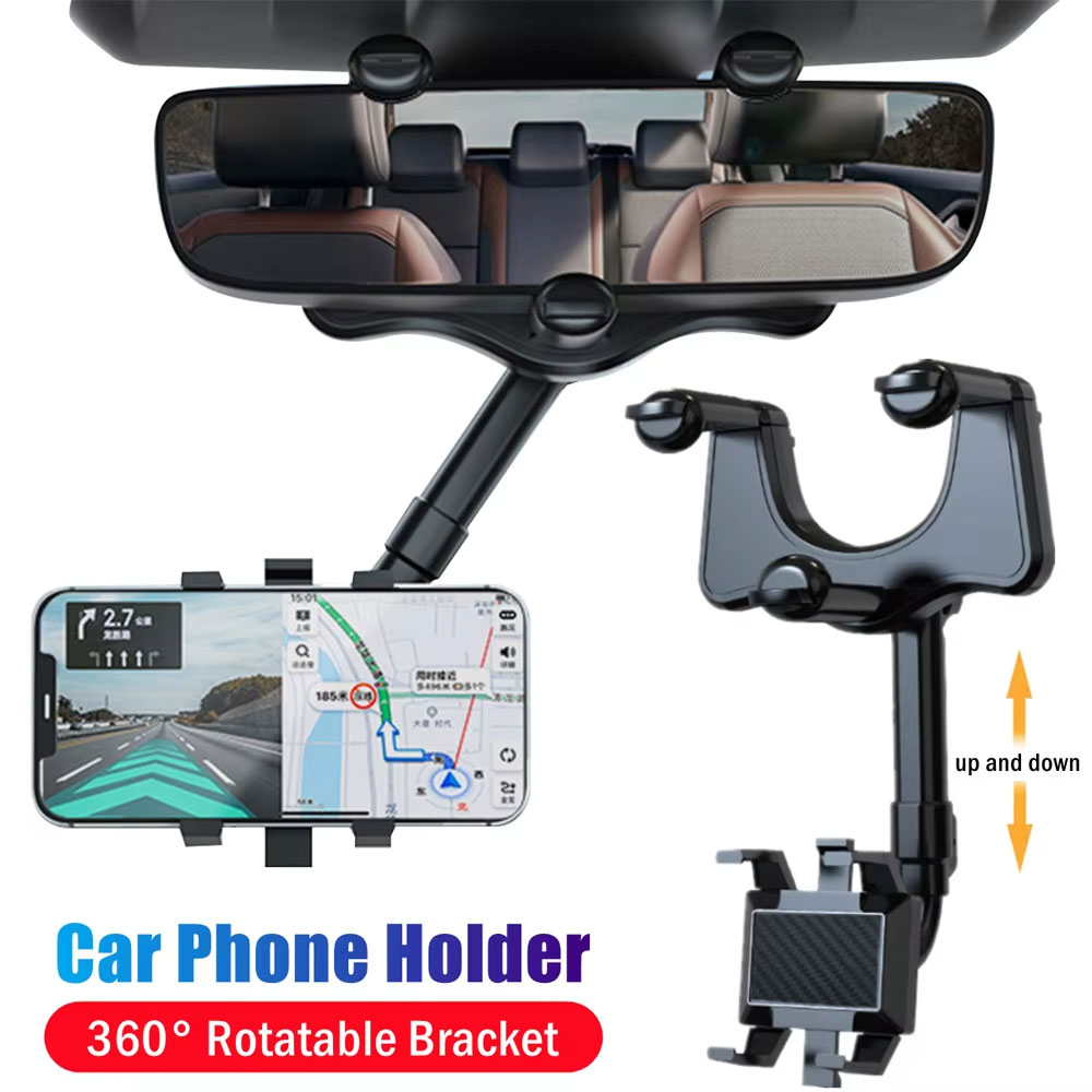 調整可能な車のバックミラー電話ホルダー 360 °   格納 - Mobile Pedestal Cabinet のレビューと価格