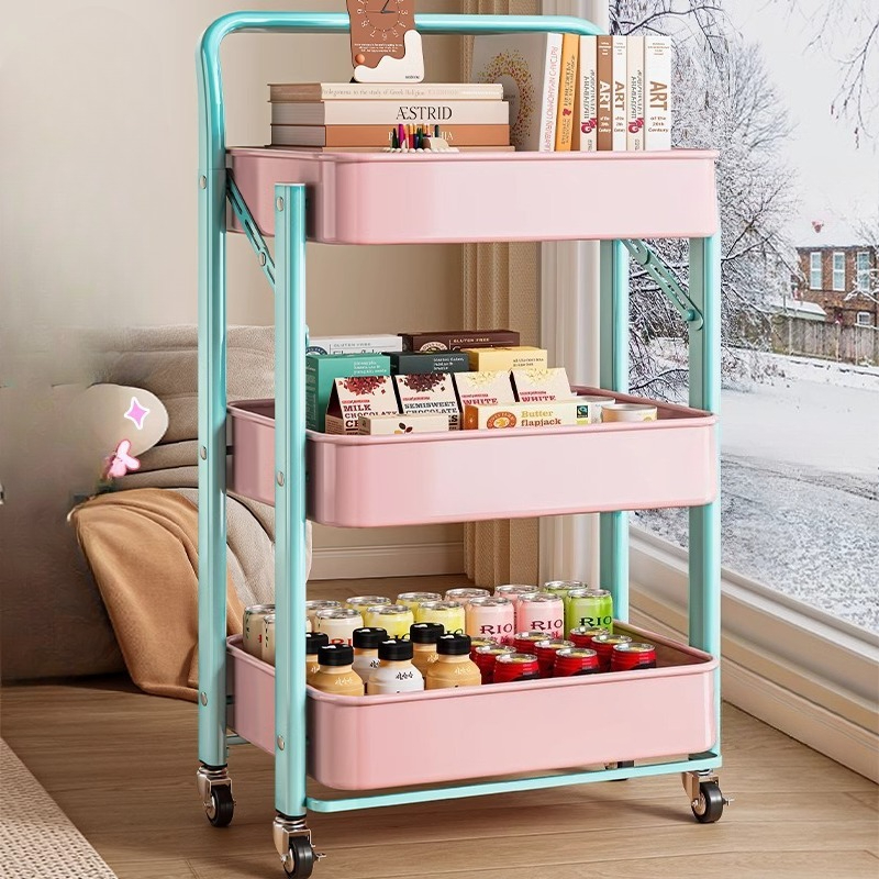 折りたたみ式多層ローリングトロリーポータブル収納カートホイー - Book Cart Rolling のレビューと価格