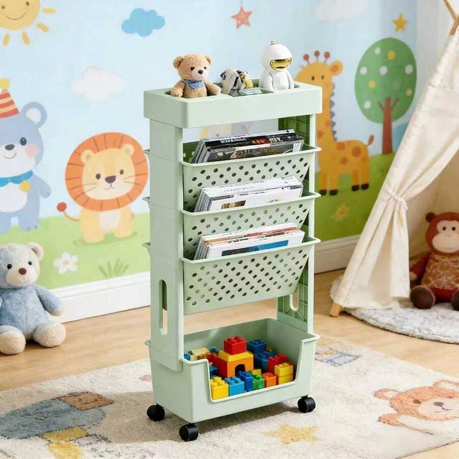 5段式ローリング収納カート（穴あき棚付き）-本、ファイル、雑 - Book Cart Rolling のレビューと価格
