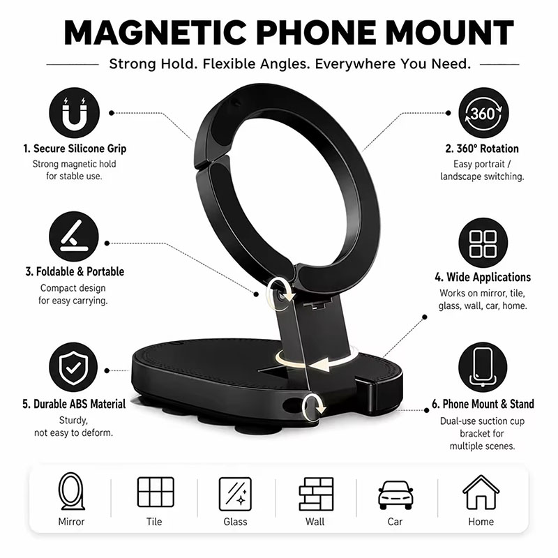 3in1マグネット式折りたたみスマホスタンド、360度回転デ - Mobile Pedestal Cabinet のレビューと価格