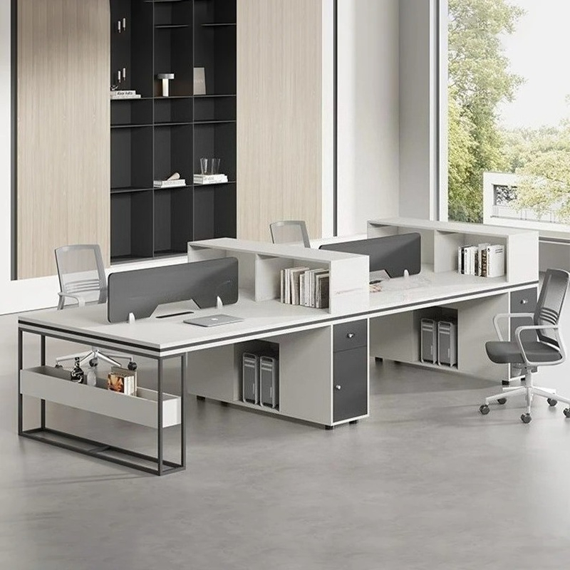 オフィススタッフ用ワークデスク＆チェアセット、モダンな収納付 - Office Furniture Set のレビューと価格