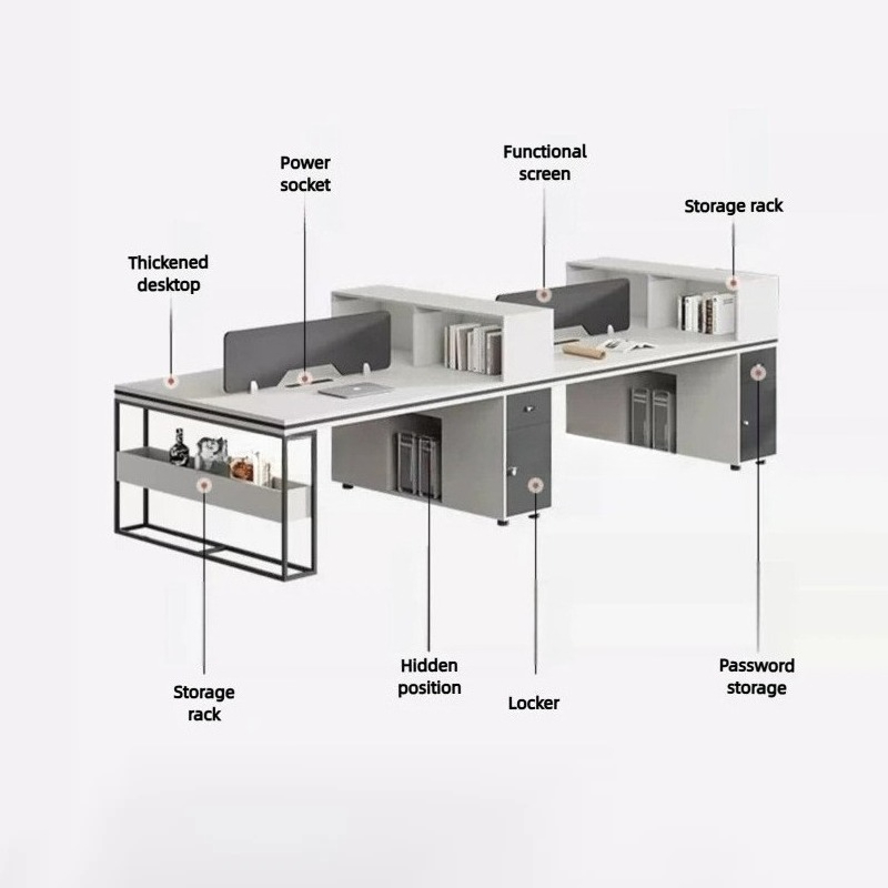 オフィススタッフ用ワークデスク＆チェアセット、モダンな収納付 - Office Furniture Set のレビューと価格