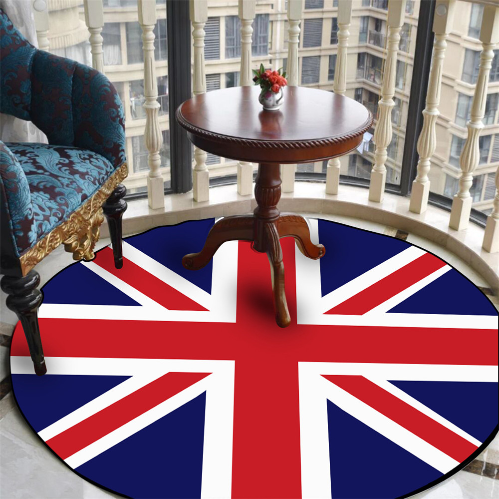 英国英国国旗プリントラウンドカーペットリビングルーム、滑り止 - Office Furniture Uk のレビューと価格